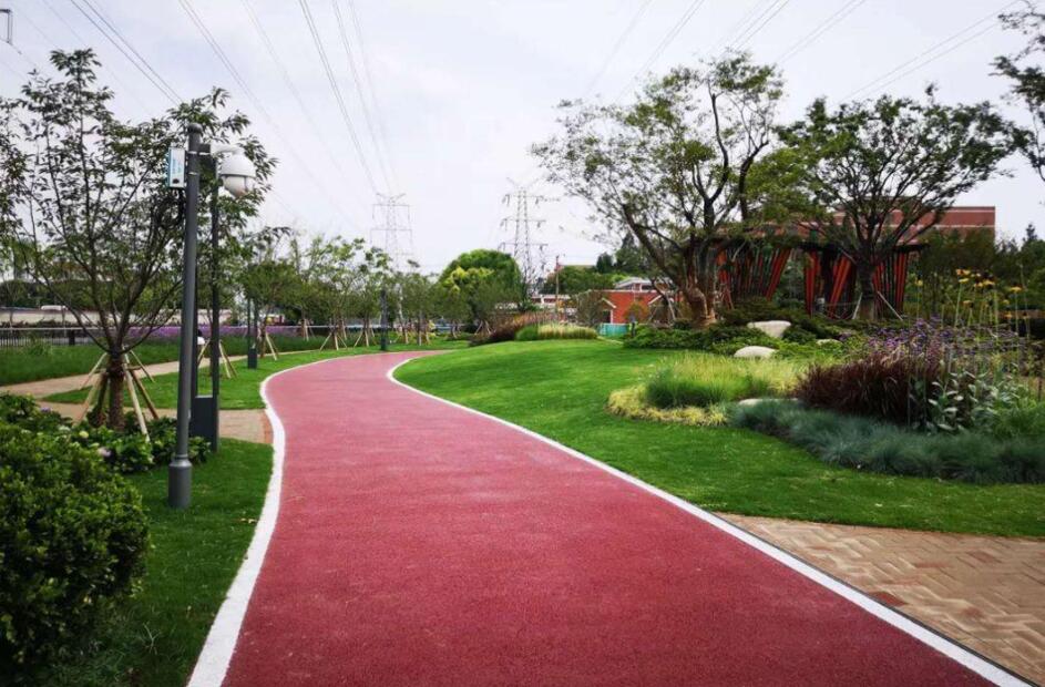 彩色透水混凝土健身步道,人車共用